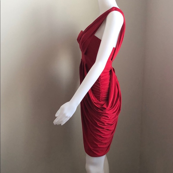 ❌donated: Red One Shoulder Bodycon Dress - Picture 4 of 8